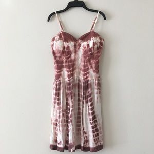 Mimi Chica Pink Tie Dye Cotton Mini Dress Mauve